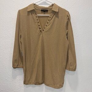 Fred David tan large v neck top for women